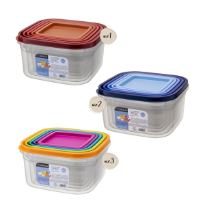 Komplet pojemników kwadratowych KLIC BOX 5 sztuk 0,4L 0,7L 1,0L 1,6L 2,4L